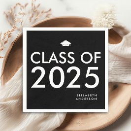Servilleta De Papel Partido de Graduación Personalizada de Blanco Negr