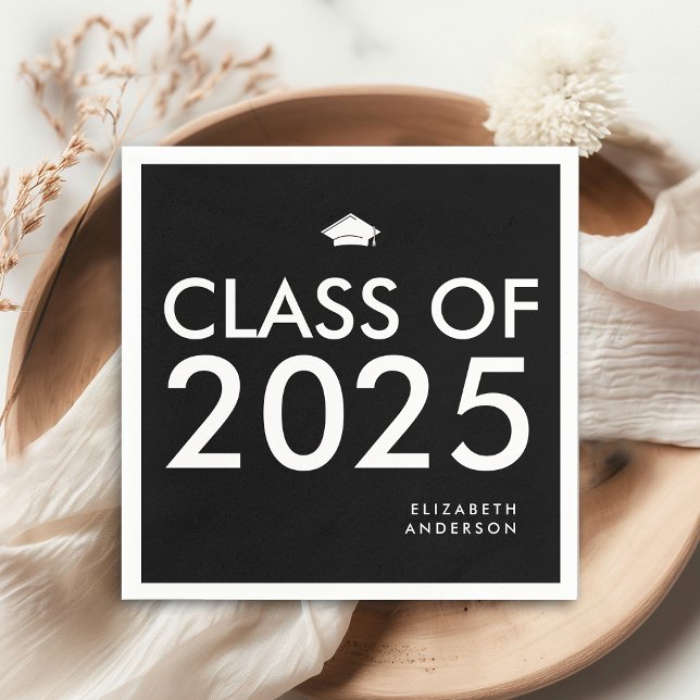 Servilleta De Papel Partido de Graduación Personalizada de Blanco Negr (Subido por el creador)