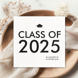 Servilleta De Papel Partido de Graduación Personalizada en Blanco y Ne