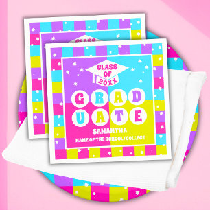 Servilleta De Papel Partido de Graduación Retro Neon