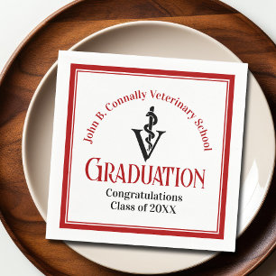 Servilleta De Papel Partido de Graduación Roja de la Escuela Veterinar
