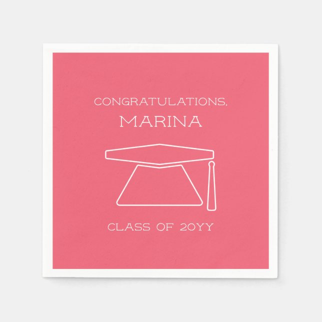 Servilleta De Papel Partido de Graduación Rosa Personalizada (Anverso)