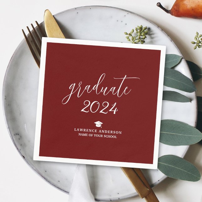Servilleta De Papel Partido de Graduación Simple de Borgoña 2024 (Subido por el creador)