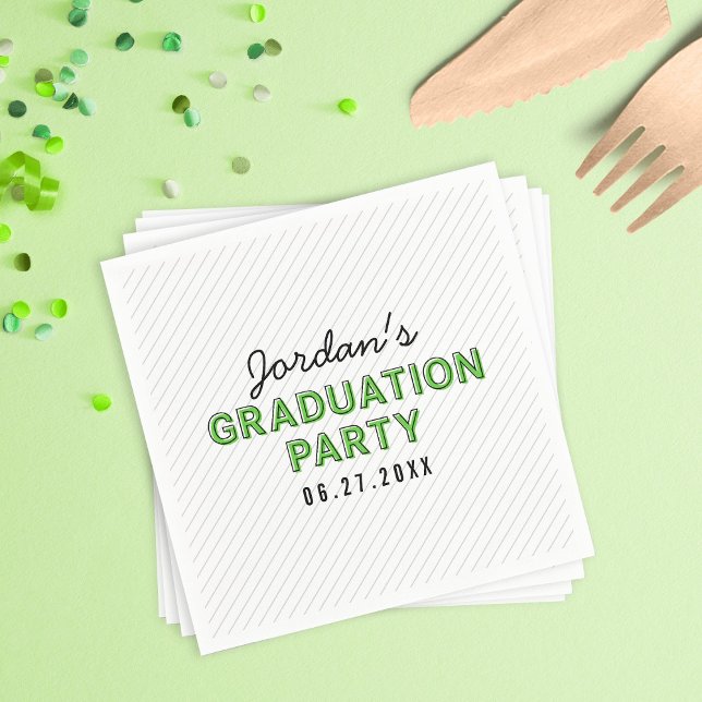 Servilleta De Papel Partido de Graduación Verde de Rayas Modernas (Subido por el creador)