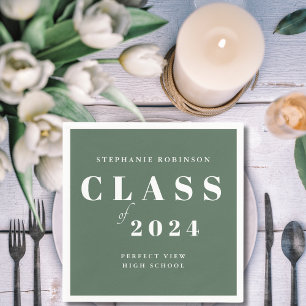 Servilleta De Papel Partido de Graduación Verde Sage Simple