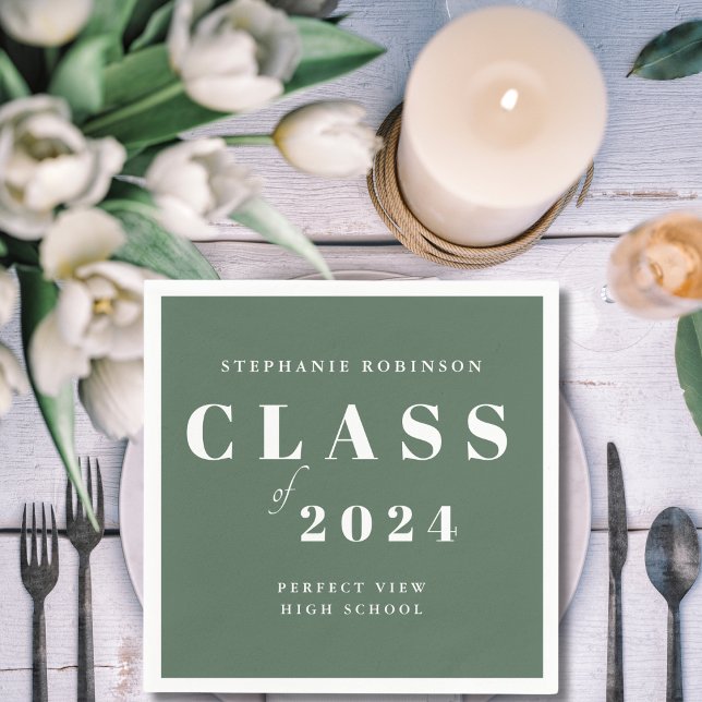 Servilleta De Papel Partido de Graduación Verde Sage Simple (Subido por el creador)