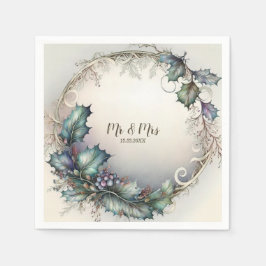 Servilleta De Papel Partido de la Boda Morada Verde deja a un ruso ele