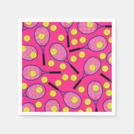 Servilleta De Papel Partido de los Años Deportivos de Tenis Rosa
