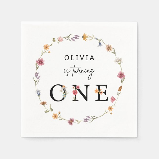 Servilleta De Papel Partido de los Primeros Años de la Flor Silvestre  (Anverso)