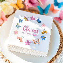 Servilleta De Papel Partido del cumpleaños de las mariposas color