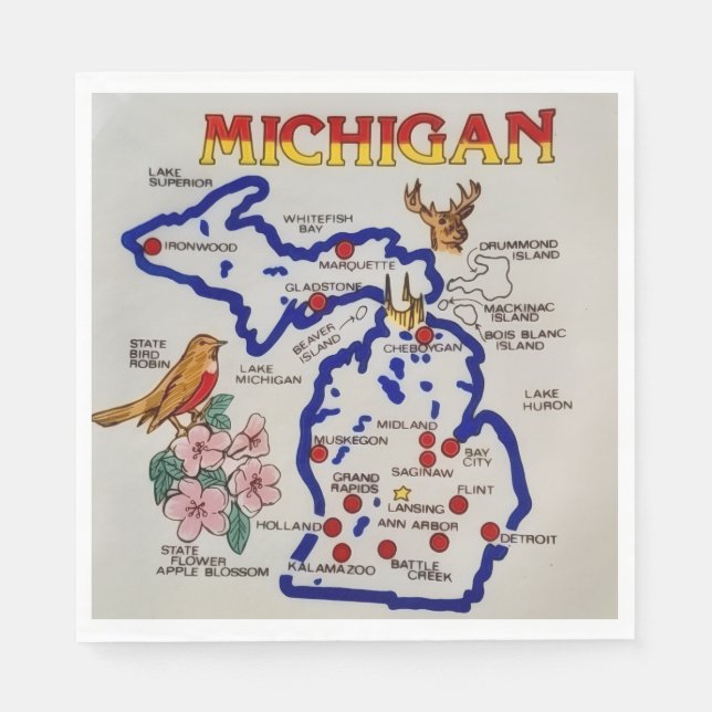 Servilleta De Papel Partido del Estado de Michigan  (Anverso)