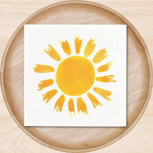 Servilleta De Papel Partido del Primer Cumpleaños del Sol Amarillo