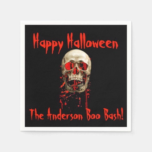 Servilleta De Papel Partido Halloween de Burlas Negras y Rojas (Anverso)