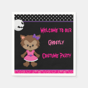 Servilleta De Papel Partido Halloween de Chica de Cute Werewolf