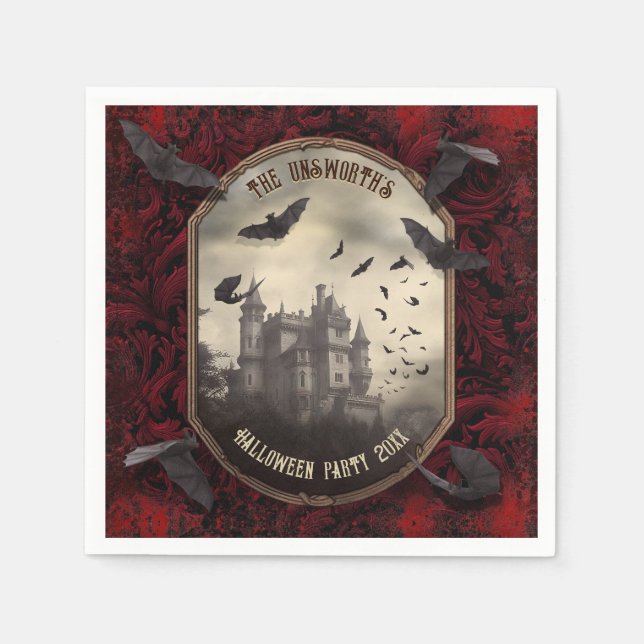 Servilleta De Papel Partido Halloween del Castillo de Vampire de Drácu (Anverso)