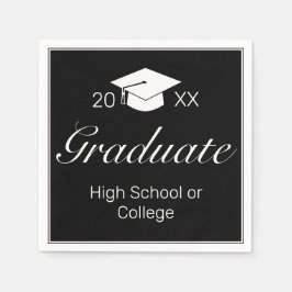 Servilleta De Papel Partido Moderno de Graduación Blanco Negro Minimal