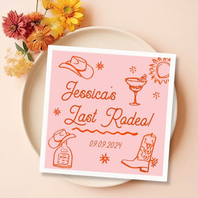 Servilleta De Papel Partido Red Whimsical Western Coctail Bachelorette (Subido por el creador)