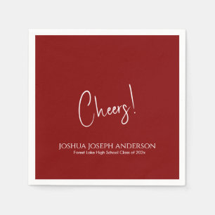 Servilleta De Papel Partido Simple de Graduación Roja Minimalista