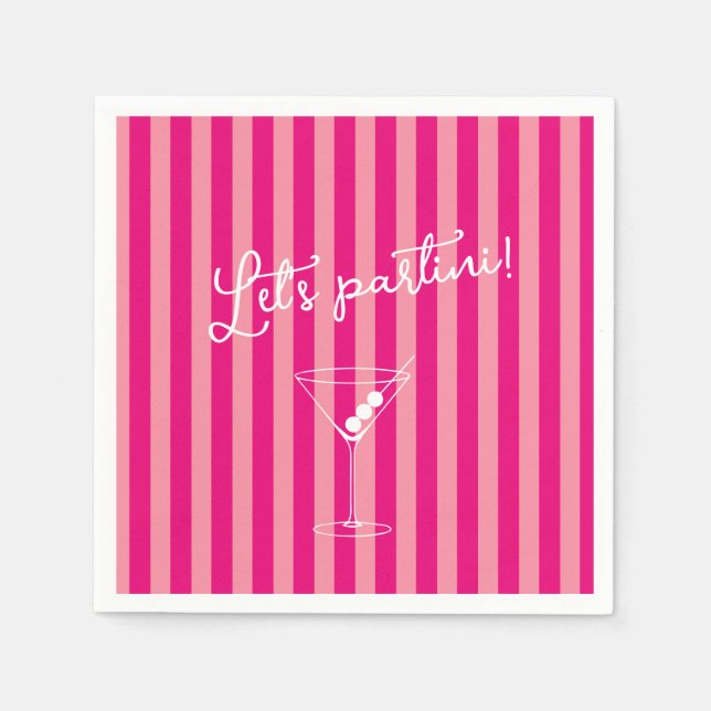 Servilleta De Papel Partini Bold Hot Pink Bachelorette Party (Anverso)