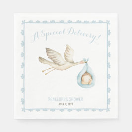 Servilleta De Papel Parto especial Stork Blue Baby Boy Baby Shower