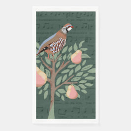Servilleta De Papel Partridge in a pear tree Christmas Carole on green