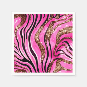 Servilleta De Papel Party Animal Tiger Print Napkins, Pink Glitter