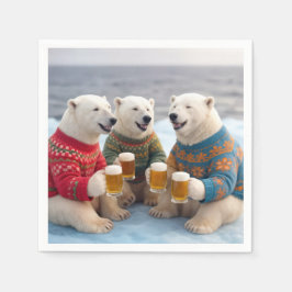 Servilleta De Papel Party Polar Bears Wearing Christmas Ugly Sweaters