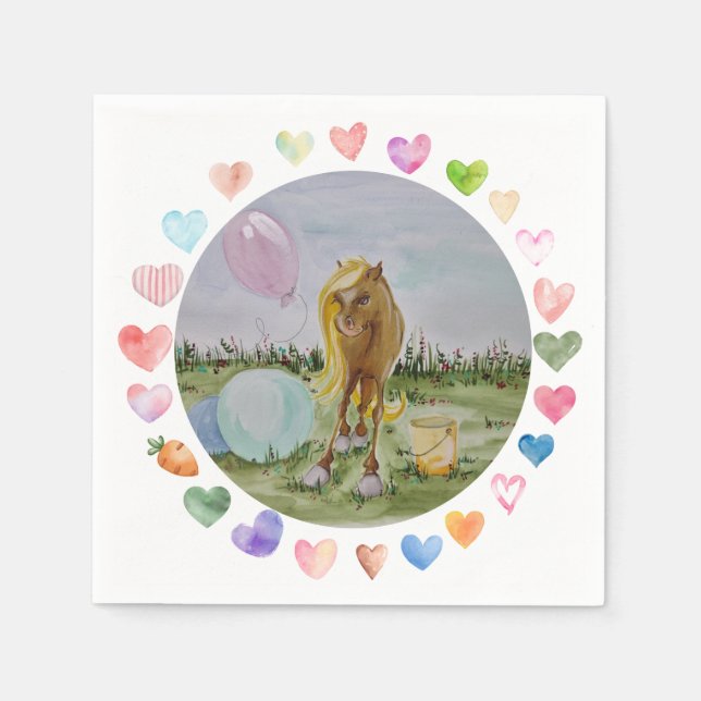 Servilleta De Papel Partyservietten mit Pferdemotiv, Pony Party (Anverso)