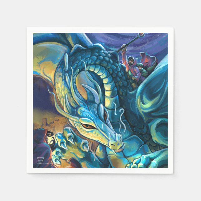 Servilleta De Papel Pasajero de dragón azul (Anverso)