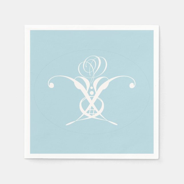Servilleta De Papel Pascua Azul Pastel de Flores Blancas (Anverso)