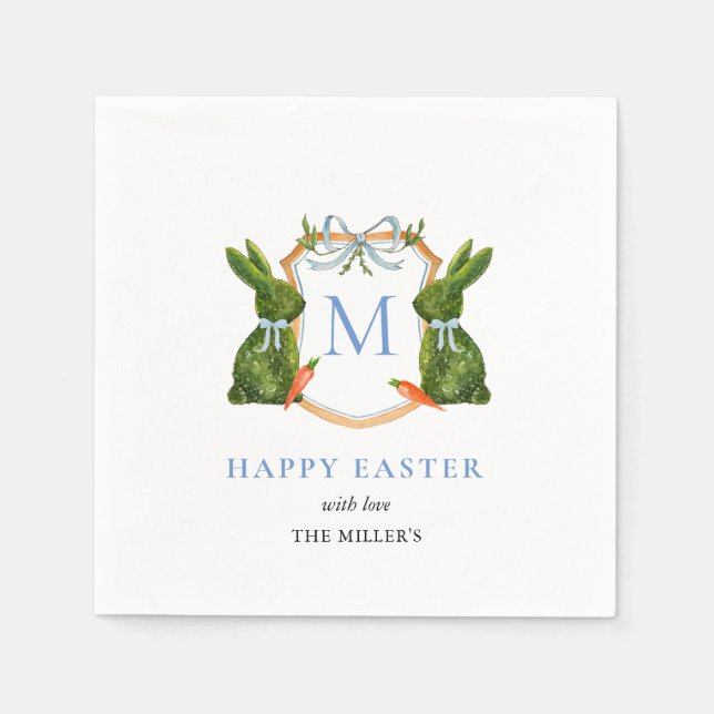Servilleta De Papel Pascua de Bunny Monogramada (Anverso)