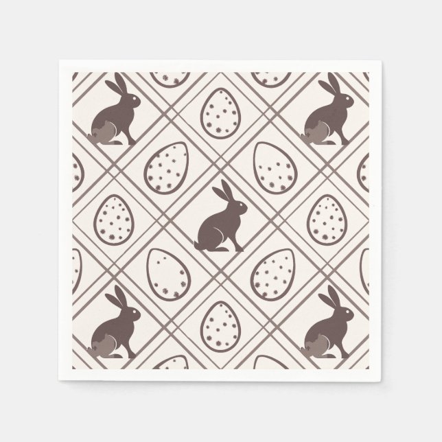 Servilleta De Papel Pascua de cuadros marrones   (Anverso)