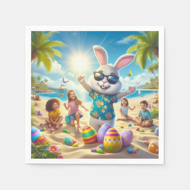 Servilleta De Papel Pascua en la playa (Anverso)