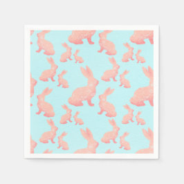 Servilleta De Papel Pascua feliz - Patrón de conejito rojo Naranja