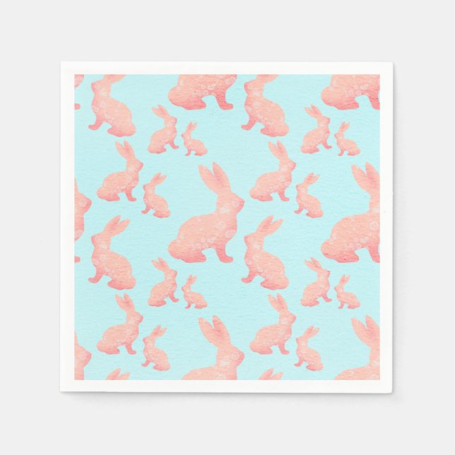 Servilleta De Papel Pascua feliz - Patrón de conejito rojo Naranja (Anverso)