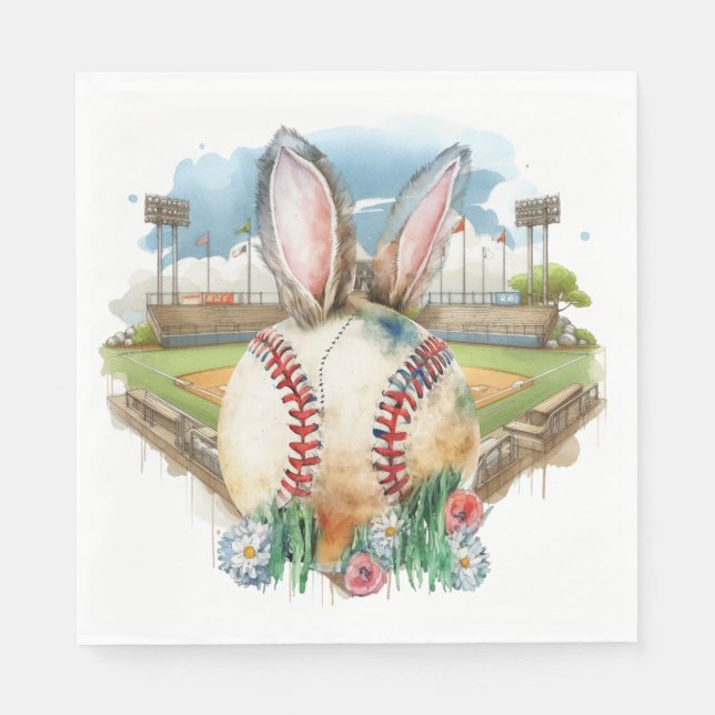 Servilleta De Papel Pascua temática de béisbol  (Anverso)