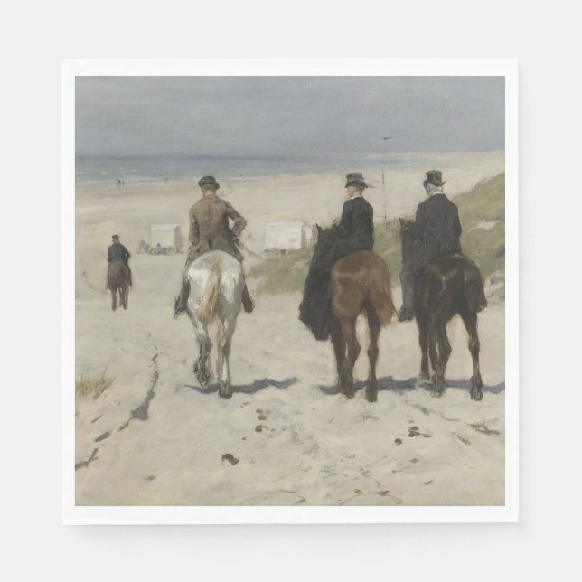 Servilleta De Papel Paseo a caballo por la playa (por Anton Mauve) (Anverso)