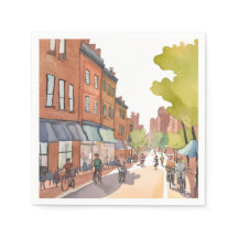 Paseo en bicicleta por Boston | North End Watercol
