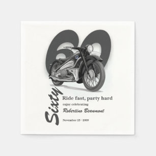 Servilleta De Papel Paseo en motocicleta clásica gris cumple 60 años