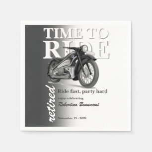 Servilleta De Papel Paseo en motocicleta clásica gris Fiesta de jubila