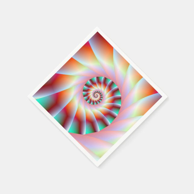 Servilleta De Papel Pasos de espiral rosa y turquesa roja (Borde)