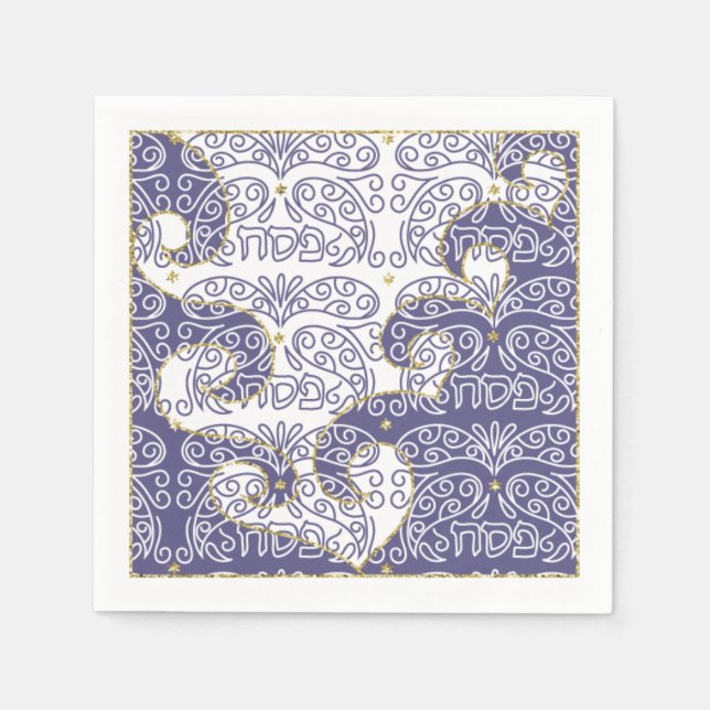 Servilleta De Papel Passover Cocktail Napkins Gold Star/Purple (Anverso)