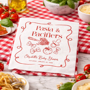 Servilleta De Papel Pasta y Chupetes Dibujados a Mano Baby Shower Ital