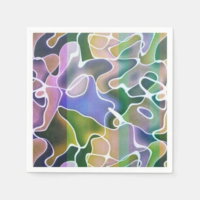 Servilleta De Papel Pastel Abstract Strips Papel Napkins (Anverso)