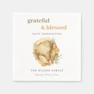 Servilleta De Papel Pastel acuarela Elegante Turquia Acción de Gracias
