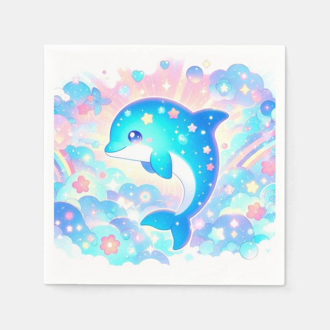 Servilleta De Papel Pastel Adorable Dolphin Baby Shower (Anverso)