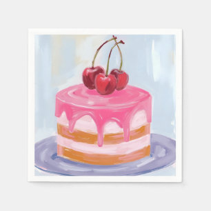 Servilleta De Papel Pastel al agua de pastel de cereza rojo rosa