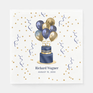 Servilleta De Papel Pastel azul de la marina 55 cumpleaños