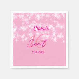 Servilleta De Papel Pastel bebé rosa dulce 16 cumpleaños agregar nombr