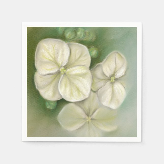 Servilleta De Papel Pastel blanco crema suave Hydrangea Floral (Anverso)